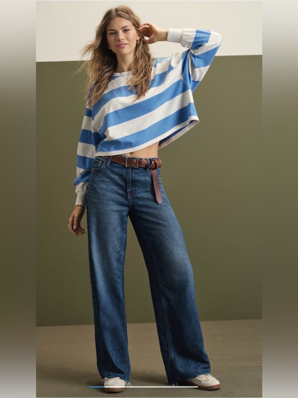 American Eagle 000 Regular (23) Super High-Rise Baggy Wide-Leg Jeans, NWOT